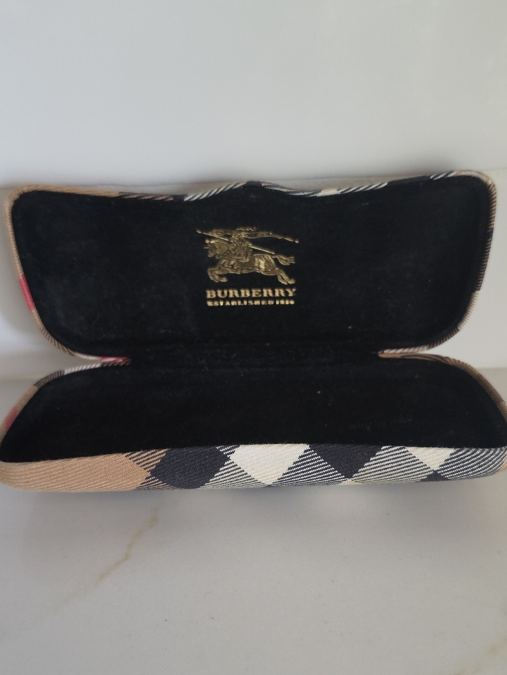 Authentic Burberry Nova Check Plaid Hard Clamshell Glasses Case - Excellent Cond